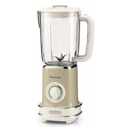 0568 Frullatore Elettrico Vintage 1,5 Litri 500W 6 Lame in Acciaio Inox 2 Velocita' con Funzione Pulse Beige