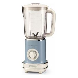 0568 Frullatore Elettrico Vintage 1,5 Litri 500W 6 Lame in Acciaio Inox 2 Velocita' con Funzione Pulse Celeste