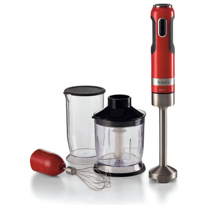 Ariete frullatore ad immersione 1000w 10 velocita' turbo bicchiere 700ml tritatutto 500ml rosso