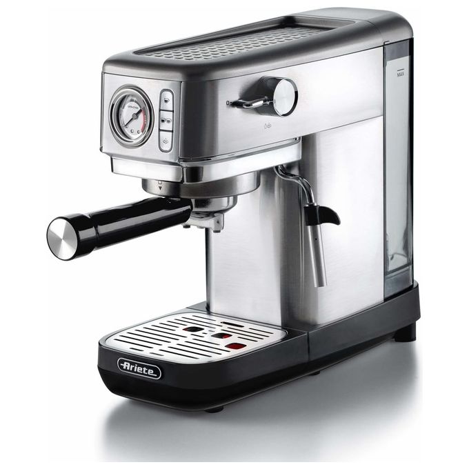 Ariete 1381 Macchina da Caffe' con Manometro 1300W Capacita' 1.1 Litri 15 Bar di Pressione Dispositivo Cappuccino Silver