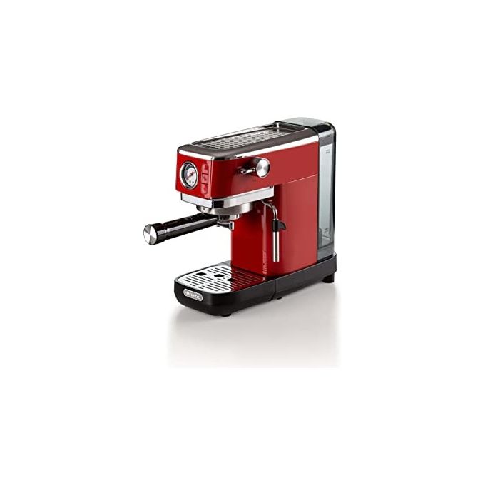 Ariete 1381 Macchina da Caffe' Espresso Rosso Metal Slim Manometro 1300W Capacita 1.1 Litro