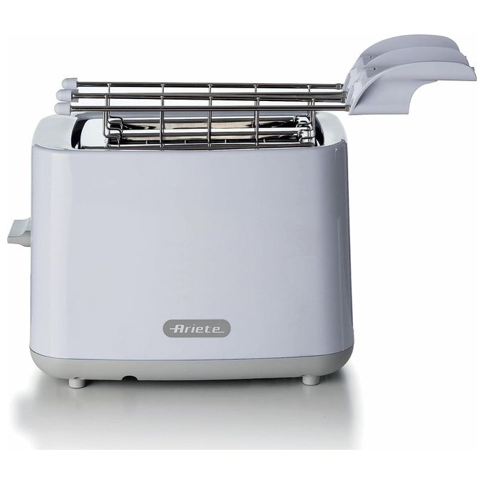 Ariete 147 Tostapane Breakfast 760W 7 Livelli di Doratura Espulsione Automatica Vassoio Raccoglibriciole Estraibile Pulsante Stop Pinze in Acciaio Inox Bianco
