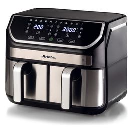 Ariete 4625 Friggitrice ad aria 9 litri 2100W Doppio cestello Capacità 36kg 11 programmi preimpostati Funzione Max Crisp Temperatura fino a 200°C Cestello antiaderente Nero/Silver