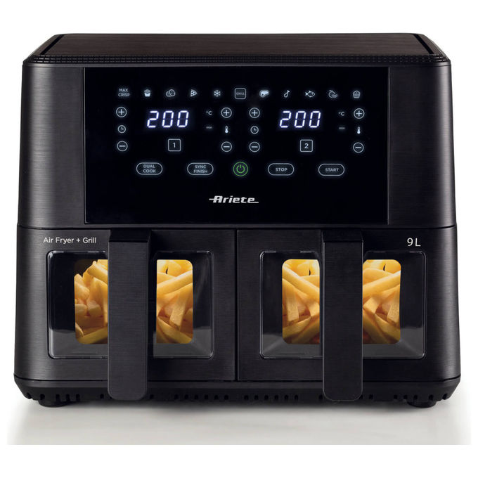 Ariete Friggitrice ad Aria Doppia 9L, 2400W, Multifunzione, Nero
