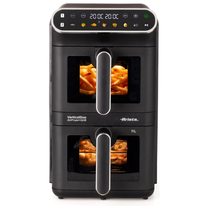 Ariete 4640 Friggitrice ad aria 11 L 2460W Doppia Verticale 2 Cestelli Sync Dual 6 Programmi Grill 200°C colore Nero