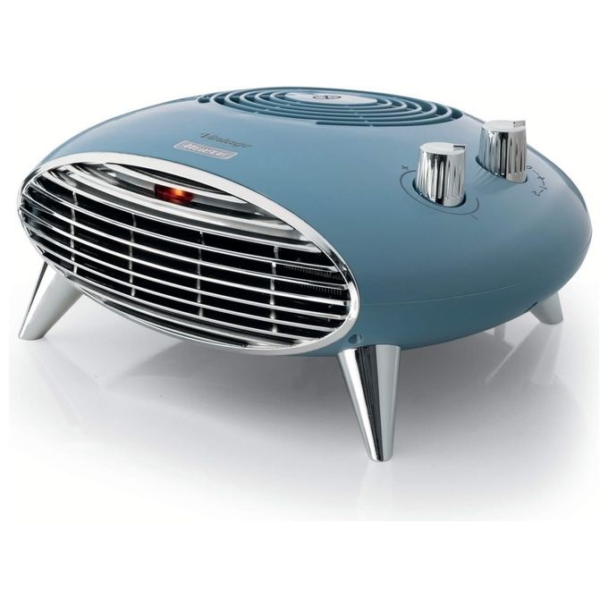 Ariete 8211-05 Vintage - Termoventilatore da tavolo, potenza 2000 W, 2 livelli di calore, termostato regolabile, funzione ventilazione, Celeste