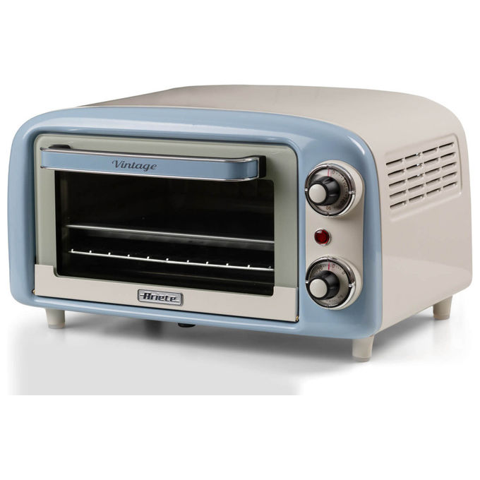 Ariete Forno Elettrico Vintage 3919 Celeste 10L 800W Doppio Vetro Grill Timer 60min