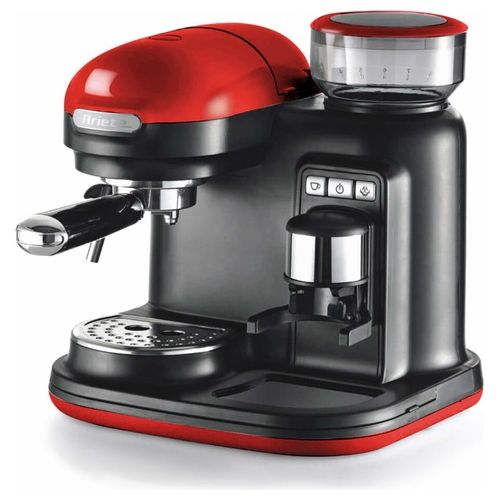 Ariete Macchina per Espresso con Macinacaffe' Integrato Moderna Cappuccinatore Montalatte 1080W Rosso/Nero