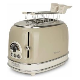 Ariete Tostapane Vintage Beige 2 Fette, 6 Livelli di Tostatura 810W Acciaio Inossidabile 2 Scomparti