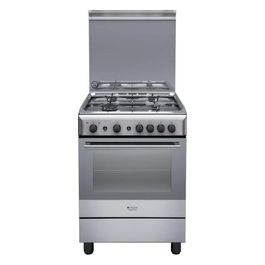 Hotpoint H6GG1F (X) IT Cucina a Gas con Forno a Gas 4 Fuochi Capacita' 62 Litri Classe energetica A 60x60 cm Acciaio Inox