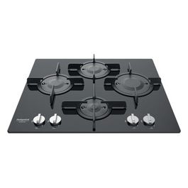 Ariston FTGHG 641 D/HA(BK) Piano Cottura a Gas in Vetro Temperato 4 Fuochi Griglie in Ghisa 60 cm Nero