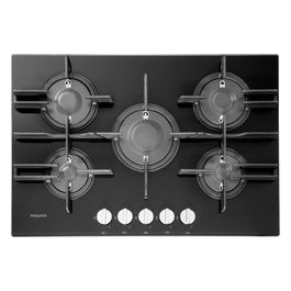 Ariston FTGHG 751 D/HA(BK) Piano Cottura a Gas in Vetro Temperato 5 Fuochi Griglie in Ghisa 75 cm Nero