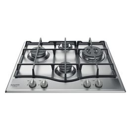 Ariston PCN 641 TIX Piano Cottura a Gas 4 Fuochi Griglie in Ghisa Bruciatore Tripla Corona 60 cm Acciaio Inox