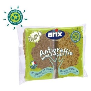 Arix Spugna Abrasiva Antigraffio 2 Pezzi Cellulosa Naturale 100%