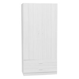 Armadio 2 ante e 2 cassetti 90X52X190 in mdf bianco legno