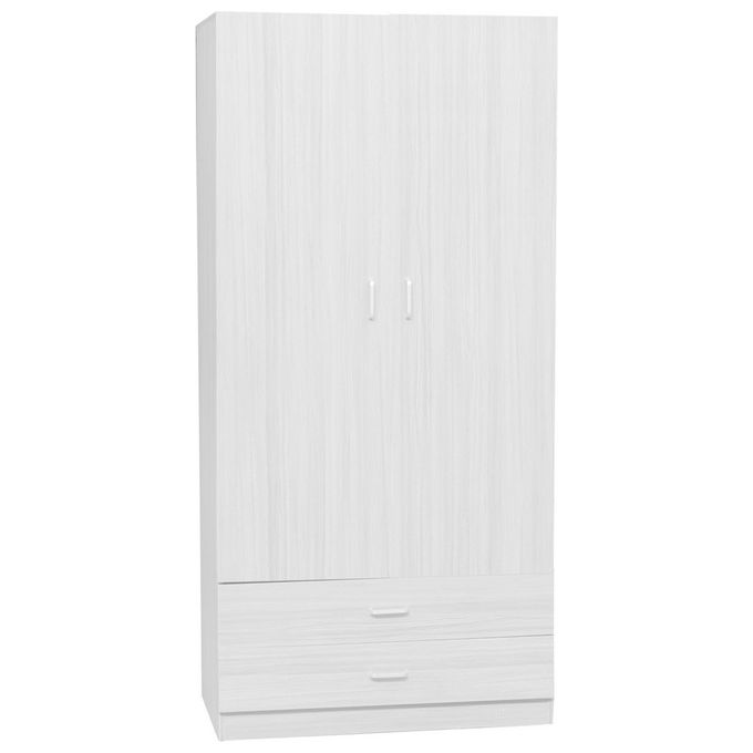 Armadio 2 ante e 2 cassetti 90X52X190 in mdf bianco legno