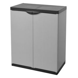 Armadio 2 Piani Mobile Doppie Ante Resistente alle Intemperie, 39.5D x 68L x 85H cm, Ideale per Uso Esterno o Interno