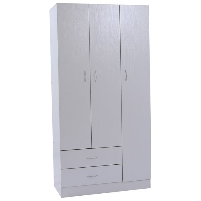 Armadio 3 ante e 2 cassetti in mdf bianco legno 90X42X180