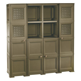 ARMADIO 4 ANTE, 4 PIANI CON 2 SCAFFALI colore WENGE