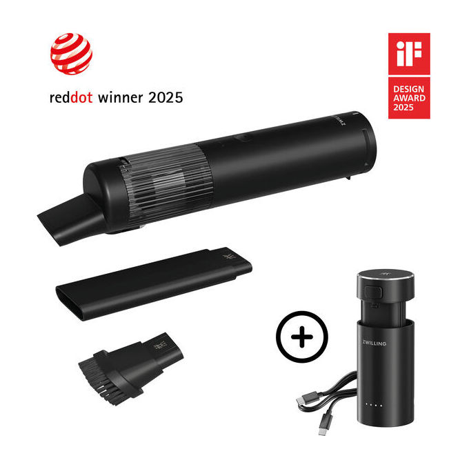 Zwilling 1030462 XTEND Aspirapolvere senza fili HEPA 12 V autonomia fino a 45 minuti colore Nero