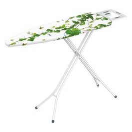 Leo Asse da Stiro, Asse da Stiro con Portacaldaia, Regolabile in Altezza, Piano Stiro 110 x 33 cm, Acciaio, Bianco, 132 x 33 x 90 cm