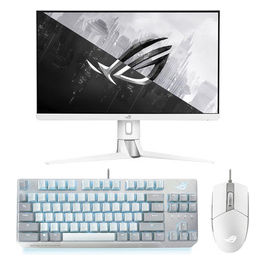 Bundle Monitor Gaming XG27AQ-W + Tastiera Gaming ROG Strix Scope NX TKL Moonlight White + Mouse ROG Strix Impact II Moonlight White