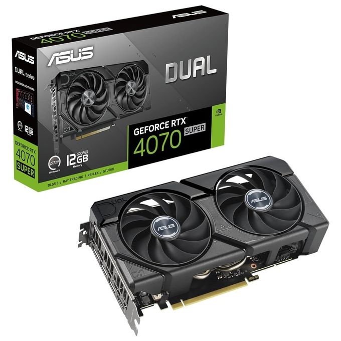 Asus DUAL NVIDIA GeForce RTX 4070 SUPER Scheda Grafica 12 GB GDDR6X 192 Bit PCIe 4.0 HDMI DisplayPort Nero DUAL-RTX4070S-12G-EVO