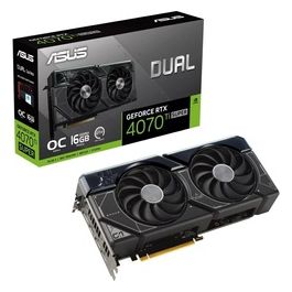 DUAL NVIDIA GeForce RTX 4070 Ti Super OC Edition Scheda Video 16 GB GDDR6X, NVIDIA DLSS3 Ada Lovelace, Ventole Axial-tech, Slot 2.56, Tecnologia 0db, Auto-Extreme, Nero, DUAL-RTX4070TIS-O16G