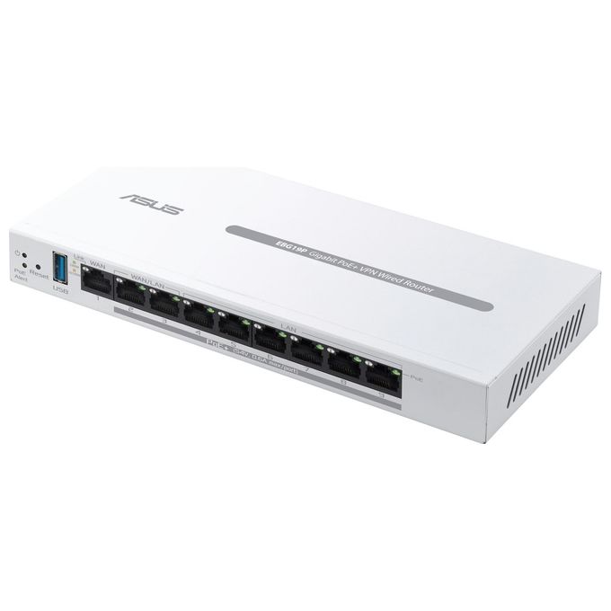 ASUS EBG19P Router Cablato Gigabit 8 Porte PoE 123W 3 Porte Ethernet WAN e USB Supporto Access Point Facile Gestione Centralizzata con l'App ExpertWiF