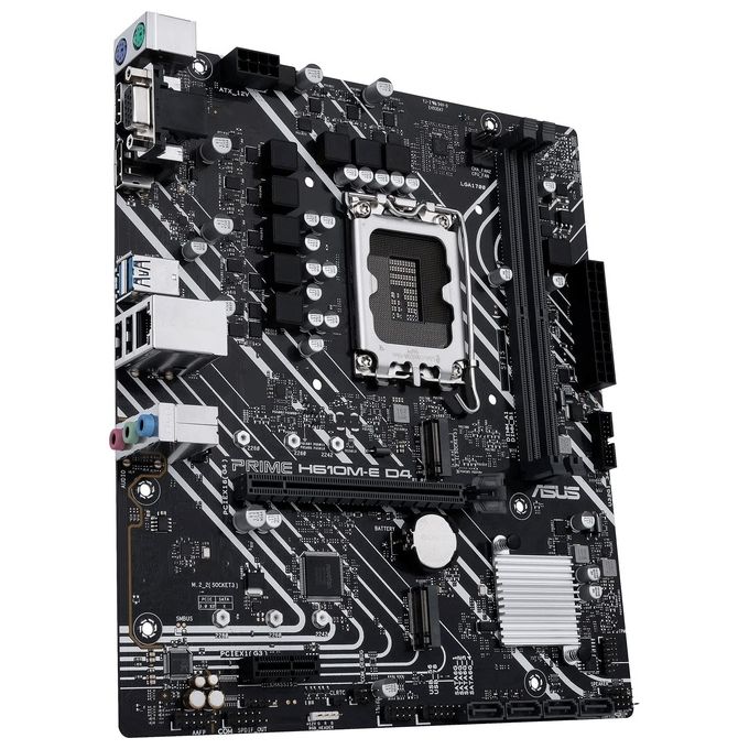 ASUS PRIME H610M-E D4-CSM Scheda Madre mATX, Intel H610, LGA1700, DDR4, PCI 4.0, Realtek 1Gb Ethernet, Realtek 7.1 Surround, 2xM.2, 4xSATA 6GB-s, USB 3.2 Gen 1, Armoury Crate, Nero
