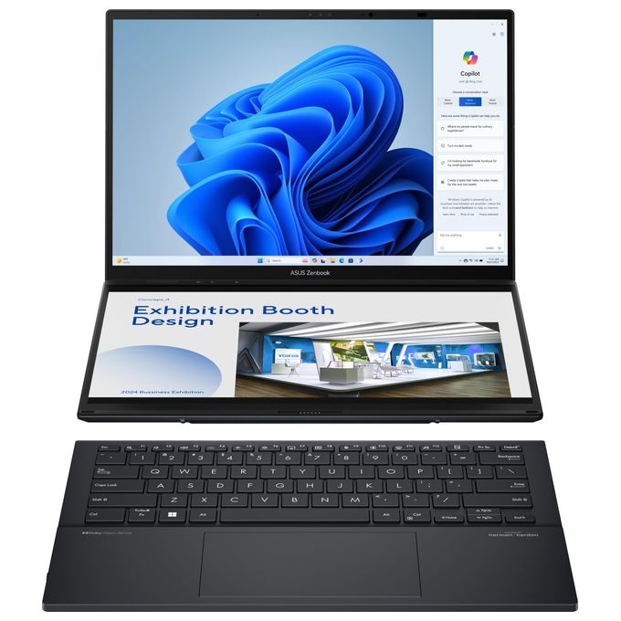 Image of ASUS notebook Zenbook Duo OLED UX8406MA-PZ286W Intel Core Ultra 7 155H Computer portatile 356 cm (14'') Touch screen 3K 16 GB LPDDR5x-SDRAM 1 TB SSD Wi-Fi 6E (802.11ax) Windows 11 Home Grigio