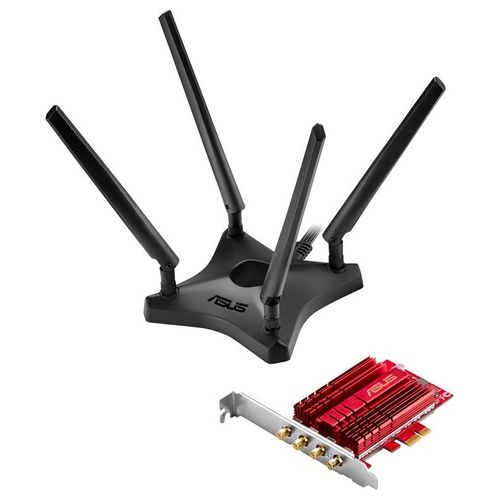 ASUS PCE-AC88 Adattatore PCIe Wireless Dual-Band AC3100, 2100Mbps /1000Mbps, 4 x R SMA Antenna Nero