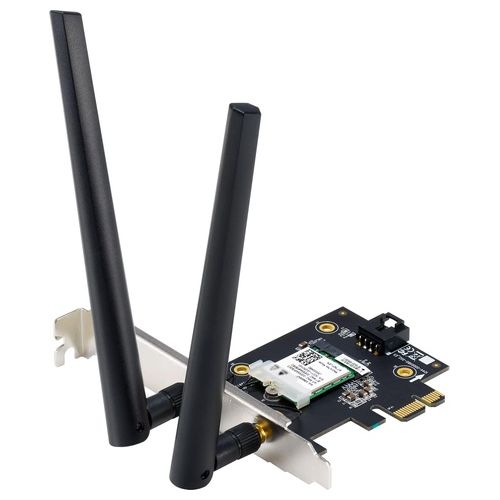 ASUS AXE5400 Adattatore WiFi 6E PCI-E con 2 Antenne Esterne, Supporta Banda 6GHz, 160MHz, Bluetooth 5.2, Sicurezza di Rete WPA3, OFDMA e MU-MIMO, Nero
