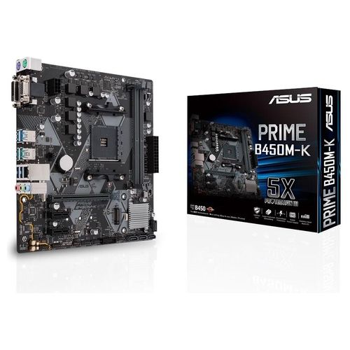 ASUS Prime B450M-K Scheda Madre AMD B450 mATX con Illuminazione a LED, DDR4 3466MHz, M.2, SATA 6 Gbps e USB 3.1 Gen 2