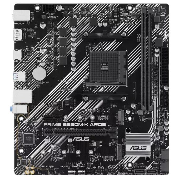 Asus PRIME B550M-K ARGB Scheda Madre AMD B550 (Ryzen AM4) mATX Dual slot M.2 PCIe 4.0 Realtek 1Gb Ethernet