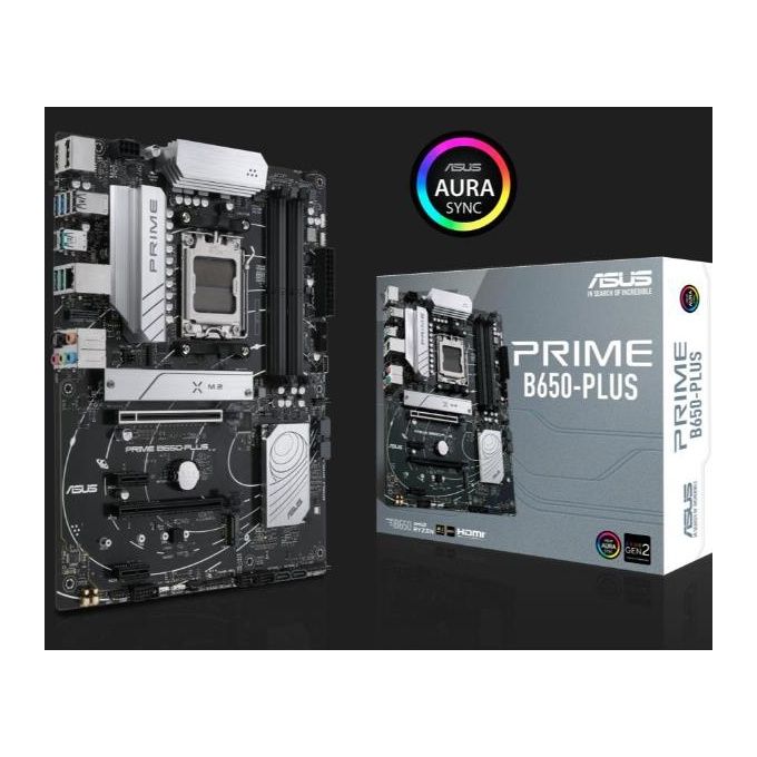 ASUS PRIME B650-PLUS Scheda Madre mATX AMD B650 AM5 DDR5 4xPCI 4.0 Intel 2.5Gb Ethernet Realtek 7.1 2xM.2 4xSATA 6GB/s Aura Sync RGB Nero
