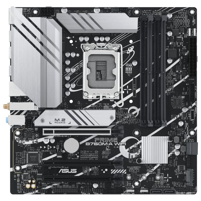 Asus B760M-A WIFI Scheda madre mATX Intel B760 LGA 1700 DDR5 PCIe 5.0 WiFi 6E USB 3.2 Gen 2 Type-C con 2 slot M.2