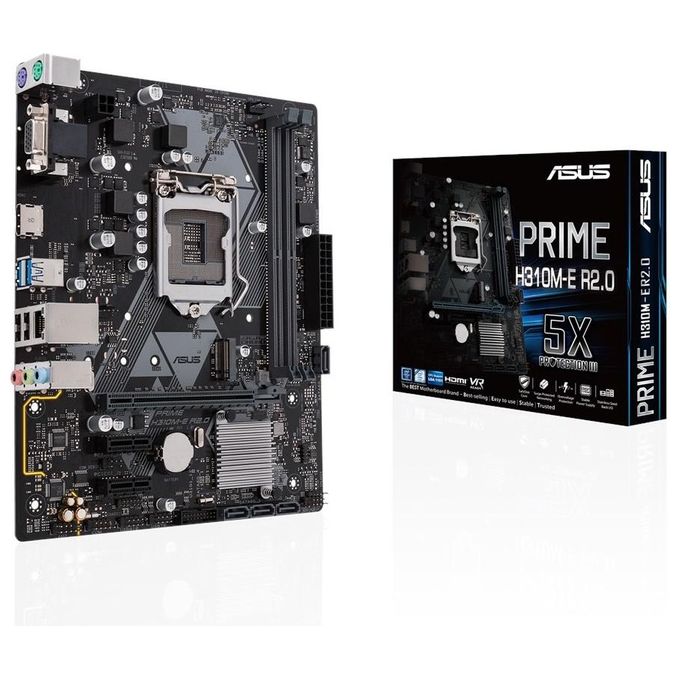 ASUS PRIME H310M-E R2.0 Scheda Madre Intel LGA-1151 mATX, DDR4 2666MHz, SATA 6 Gbps e USB 3.1, RAM 2 x DIMM, Massimo 32 GB, Nero
