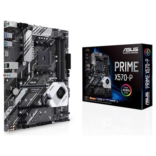 ASUS Prime X570-P Scheda Madre, ATX AMD AM4 Ryzen 3000, 12 fasi di alimentazione DrMOS PCIe 4.0 M.2 DDR4 Intel LAN HDMI DP SLI CFX SATA, USB 3.2 Gen 2 Type-A Type-C Aura Sync RGB