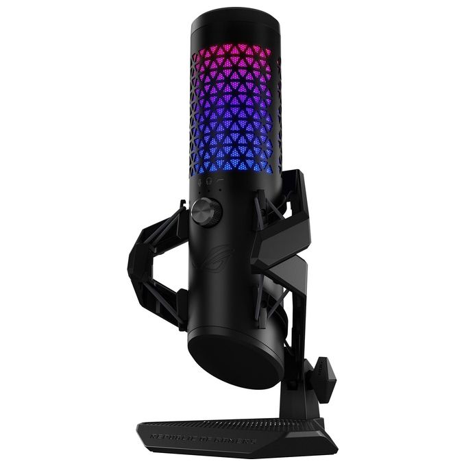 Image of Asus ROG Carnyx RGB Microfono USB a condensatore da 25mm Gaming, Streaming, Podcast, 192kHz-24-bit, Cardioide, Filtro passa-alto-pop integrato, Disattivazione Audio One-touch, Aura Sync RGB, Nero