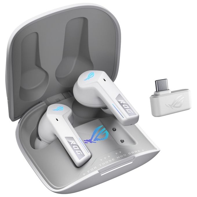 Asus 90YH03Y0-BTUA10 ROG Cetra True Wireless Speednova Auricolari Gaming Bluetooth 5.3 RF 2.4 GHz ANC 46h colore Bianco
