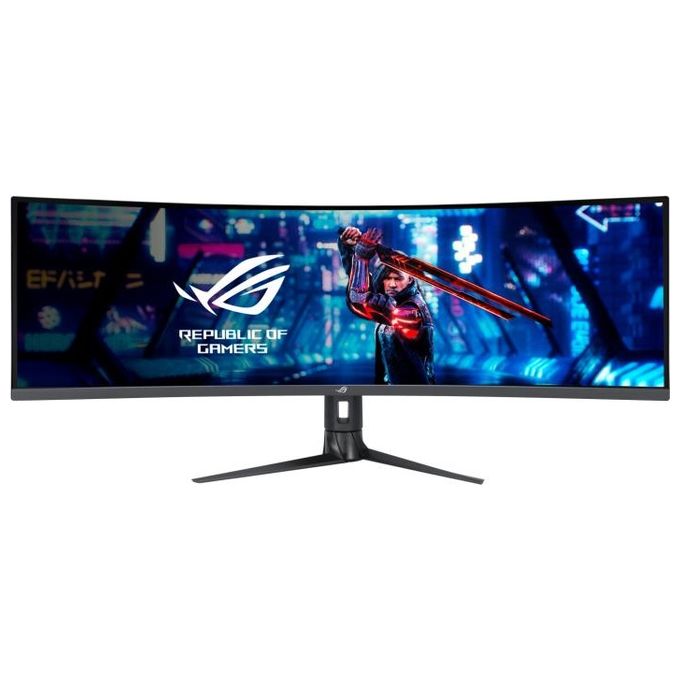 Asus ROG Strix XG49WCR Monitor Gaming 49” pollici Super Ultra-wide Curvo, Dual QHD 32:9 (5120 x 1440), 165Hz OC, 1 ms, ELMB, DisplayHDR 400, 90% DCI-P3, DisplayPort 1.4, USB Type-C, Smart KVM, Nero