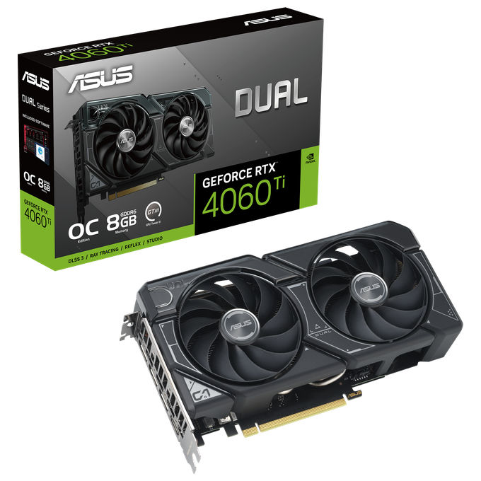 Asus DUAL NVIDIA GeForce RTX 4060 Ti OC Edition Scheda Grafica, 8 GB GDDR6 128-bit 18 Gbps PCIE 4.0, GPU Tweak III, DUAL-RTX4060TI-O8G