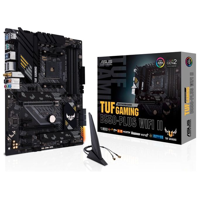 ASUS TUF Gaming B550-PLUS WiFi II Scheda Madre Gaming ATX, AMD B550, Socket AM4, DDR4, PCI 4.0, LAN Realtek 2.5Gb, WiFi 6 (802.11ax), 2xM.2, 6xSATA 6G