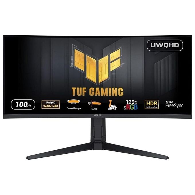 ASUS TUF Gaming VG34VQEL1A Monitor Gaming Curvo 34 UWQHD 100 Hz Tecnologia Extreme Low Motion Blur e Freesync 1 ms (MPRT) 125% sRGB HDR Nero