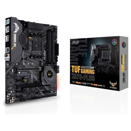 ASUS TUF X570-PLUS Scheda Madre Gaming AMD X570 PCIe 4.0, Doppio M.2, 14 Fasi di Alimentazione Dr. MOS, HDMI, DP, SATA 6 Gb/s, USB 3.2 Gen 2 e Illuminazione RGB Aura Sync