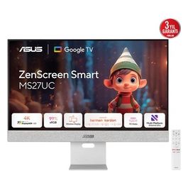 ZenScreen MS27UC Monitor 27", Ultra HD IPS (3840x2160), HDMI, DisplayPort, Hub USB, Compatibile con Google TV e con lo Streaming, 99% sRGB, Argento