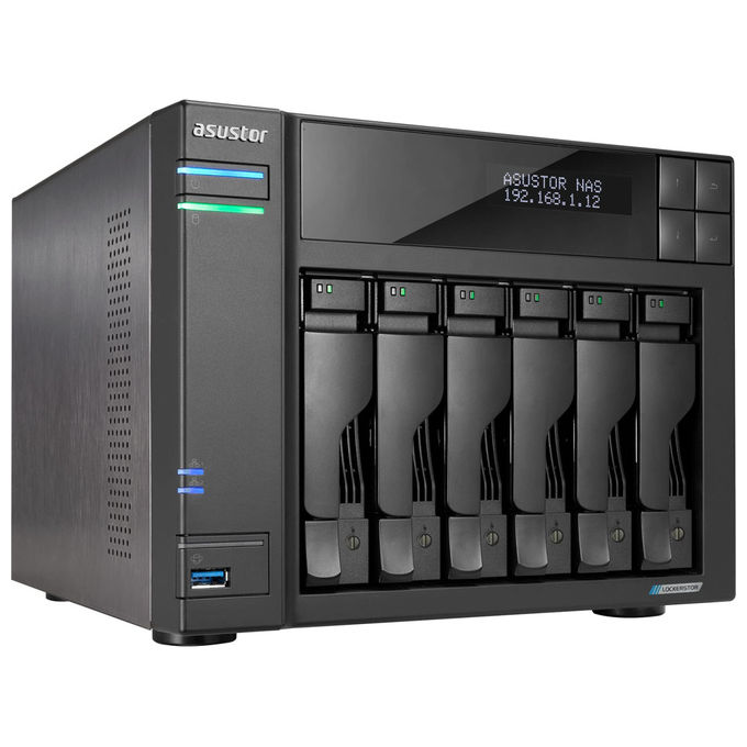 ASUSTOR Lockerstor 6 Gen2+ AS6706T v2 NAS 6 Alloggiamenti CPU Quad-Core 8GB RAM 4 Slot M.2