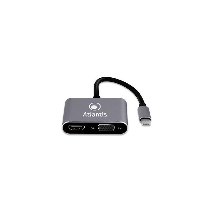 Atlantis Land A04-TC_HD+V+PD Hub di Interfaccia Usb 3.2 Gen 1 Type-C Grigio