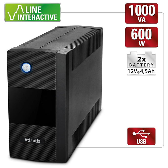 Atlantis-Land OnePower S1000P UPS 1000VA-600W Line-Interactive Gruppo di Continuita'
